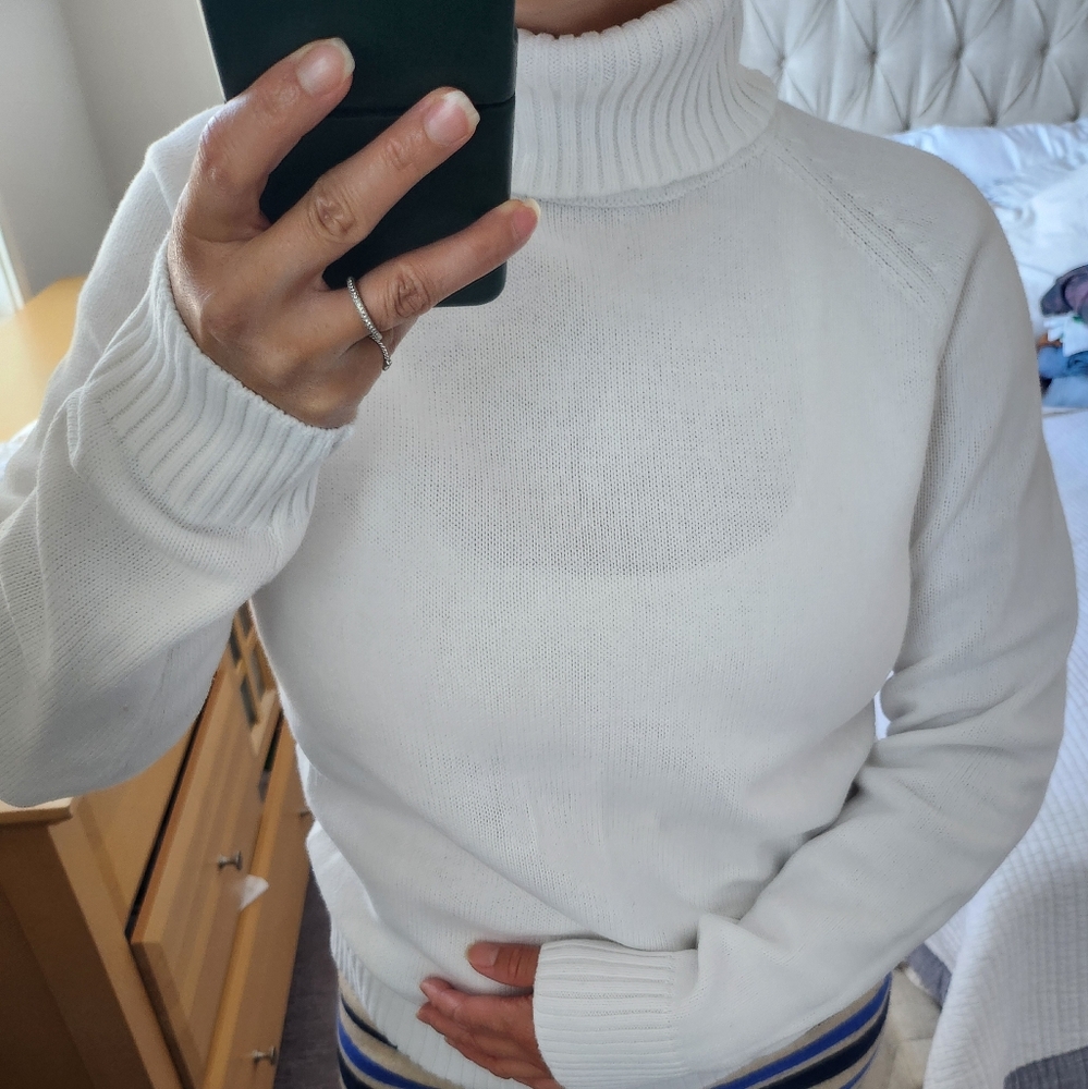 JEANNE PIERRE White Turtleneck Sweater